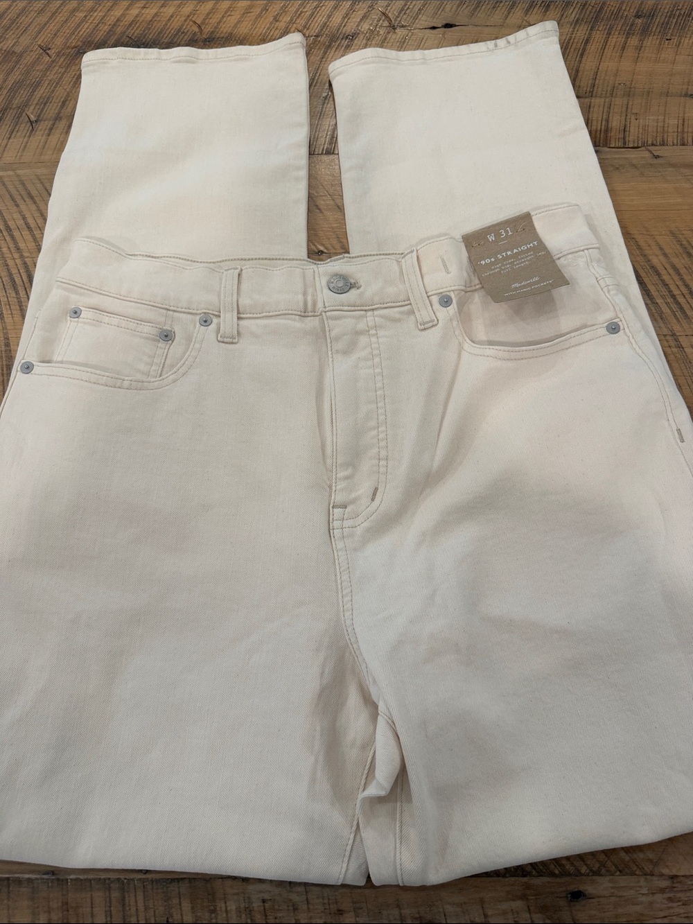 NWT Madewell Women’s 90’s Straight Cream Jeans